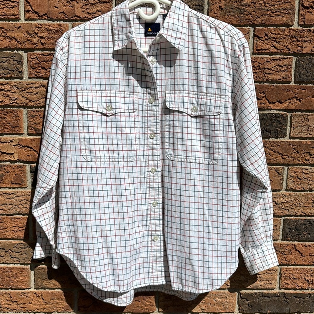 💥Free w/Purchase Lizsport Flannel Cotton Shirt Size Small (flag)